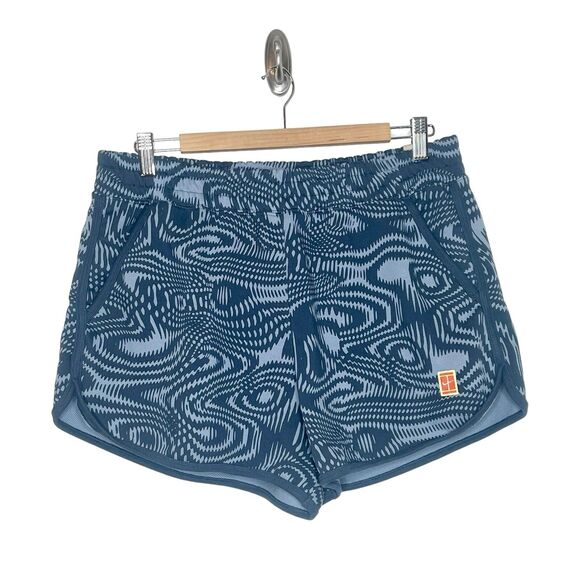 Nike Court Heritage Shorts Blue Geometric Print Womens L Knit Loose Fit - Picture 1 of 9